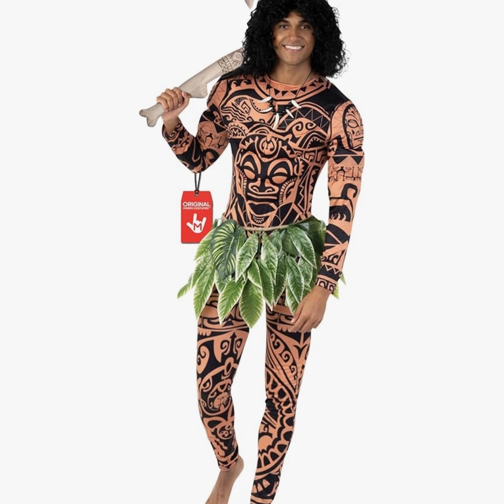 Tribal Print Costume with Leaf Skirt
